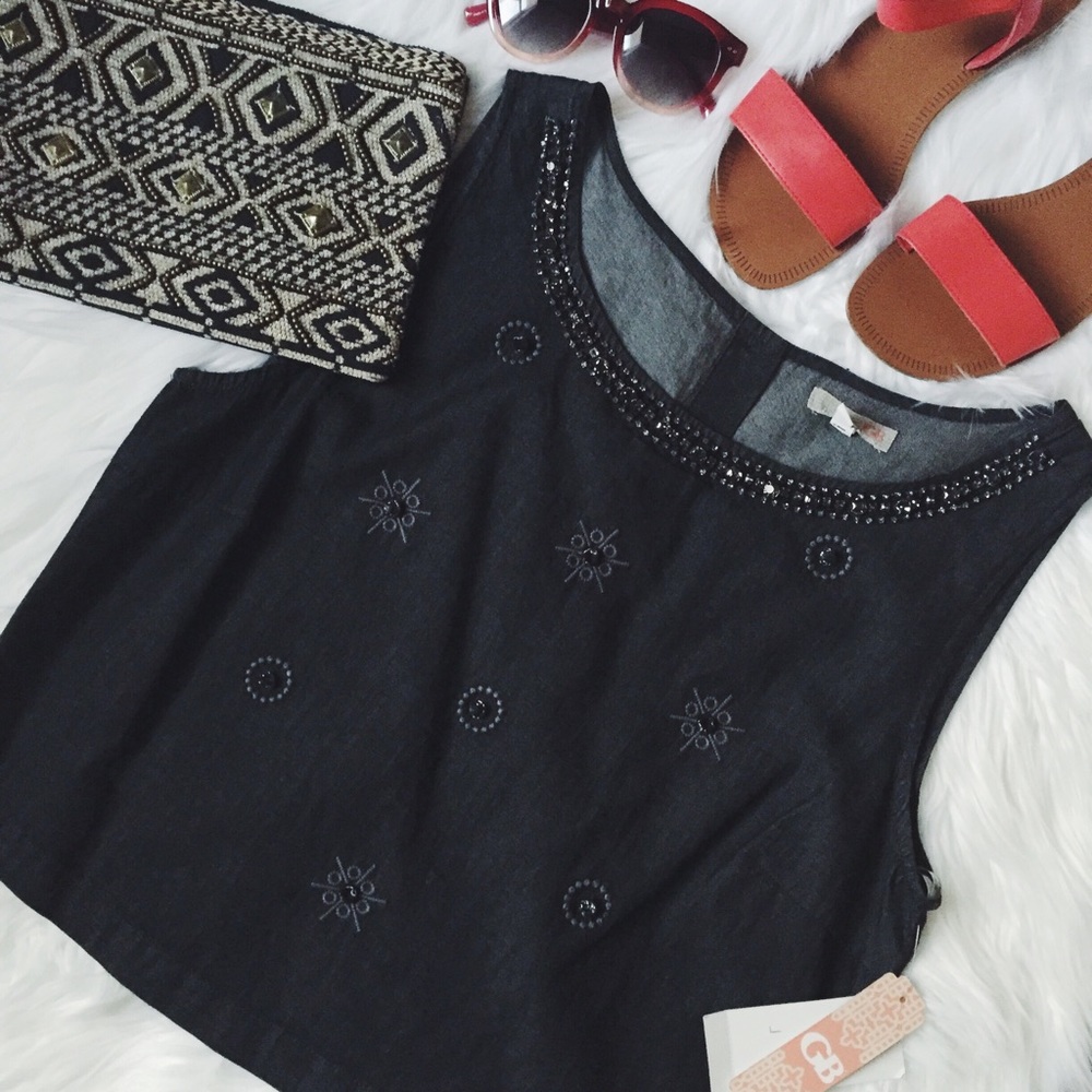 Gianni Bini Dark Denim Box Top