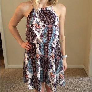 Colorful Patterned Blouson Dress