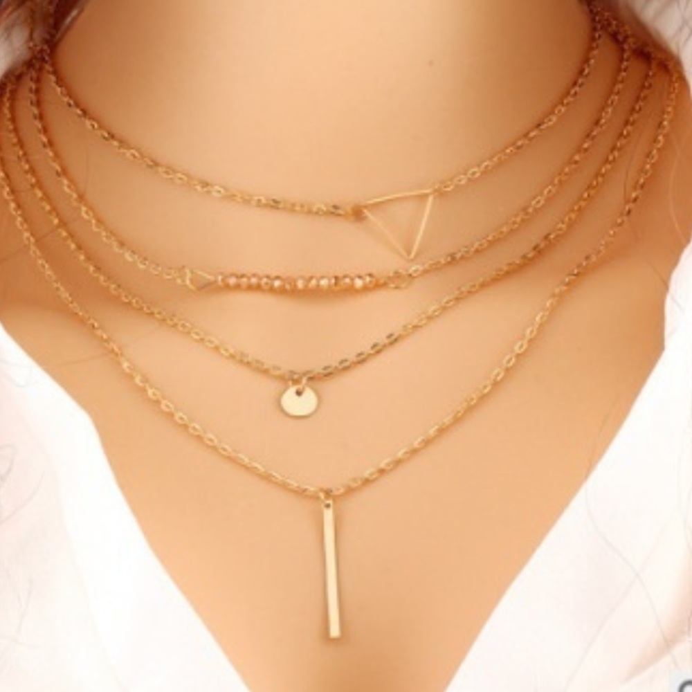 Multi Level Triangular Gold Necklace - image 1