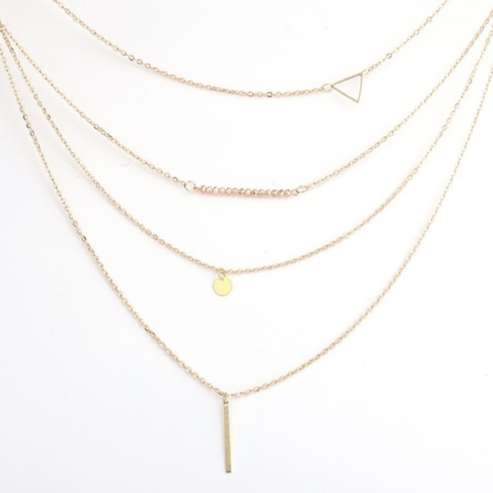 Multi Level Triangular Gold Necklace - image 2