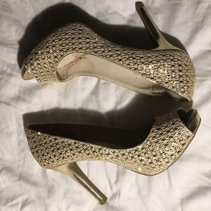 Audrey Brooke Gold Peep Toes