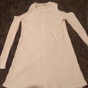 Light pink cold shoulder swing dress