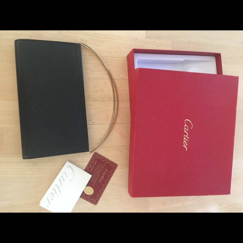 Cartier trinity black leather wallet clutch