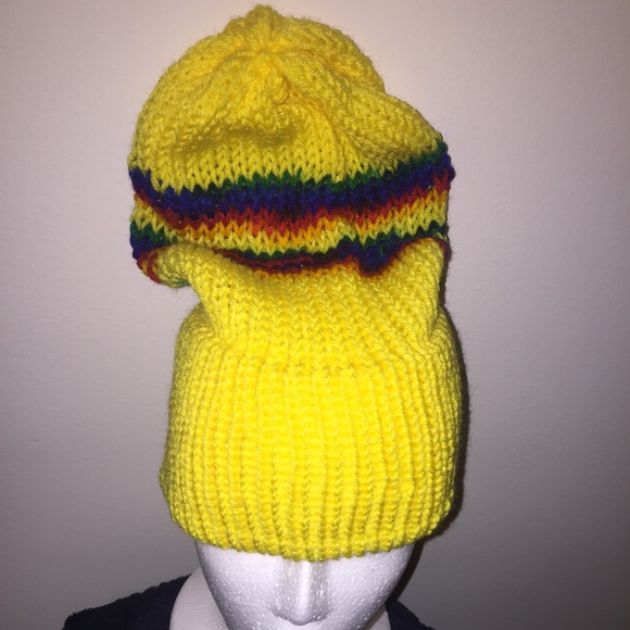 Double stitch multi color hand knitted hat - Picture 1 of 2
