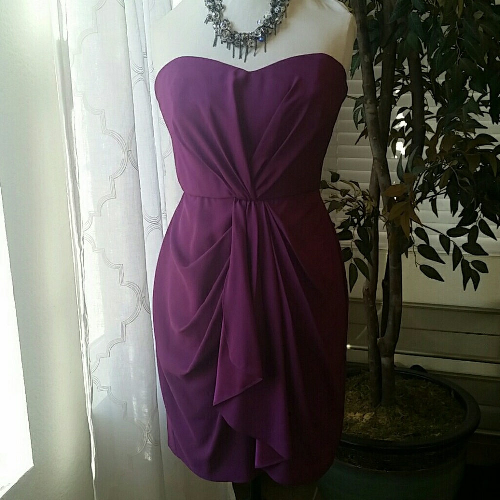 Max and Cleo Strapless Purple Dress