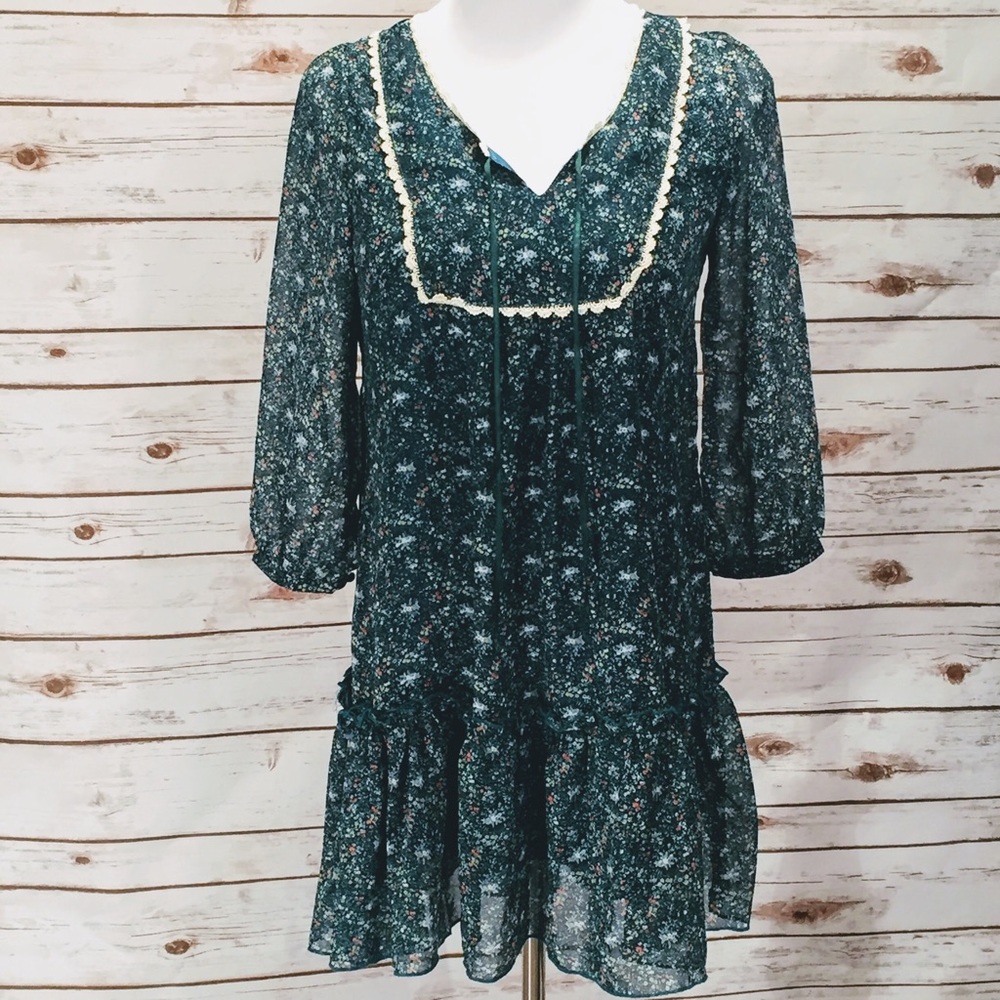 Prairie Floral Teal Dress