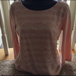NWOT soft pink Ann Taylor lace 3/4 length sleeves