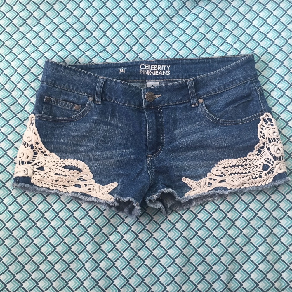 Cute jean shorts with lace detail