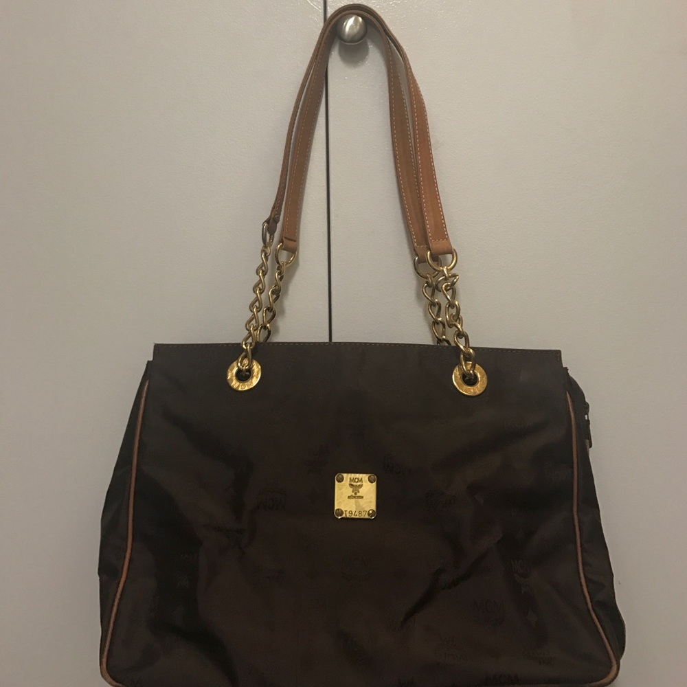 MCM tote bag brown with gold hardware