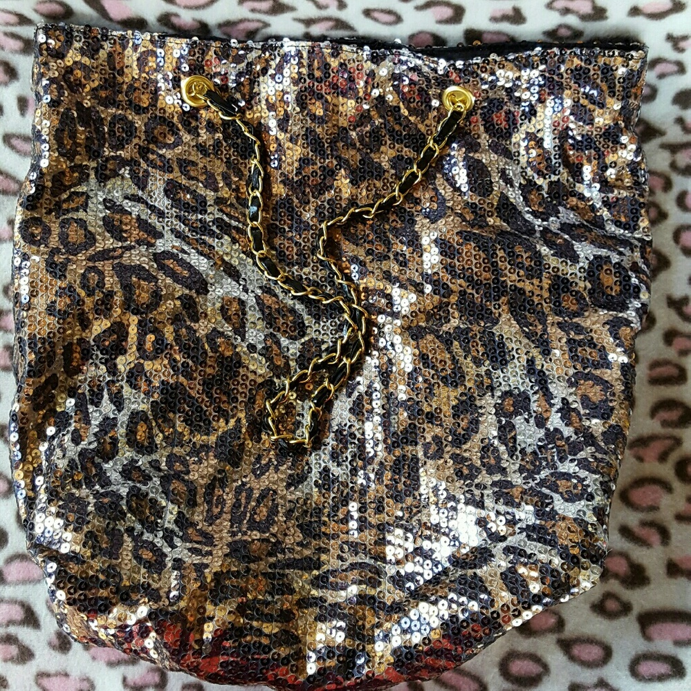 Leopard sequin Cesca bag