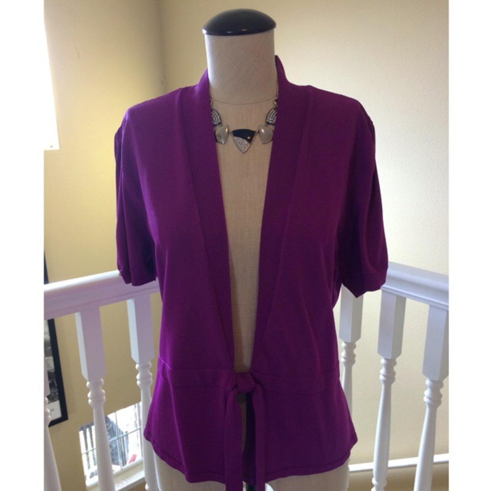 EUC WHBM Self-Tie Short Sleeved Purple Sweater XL