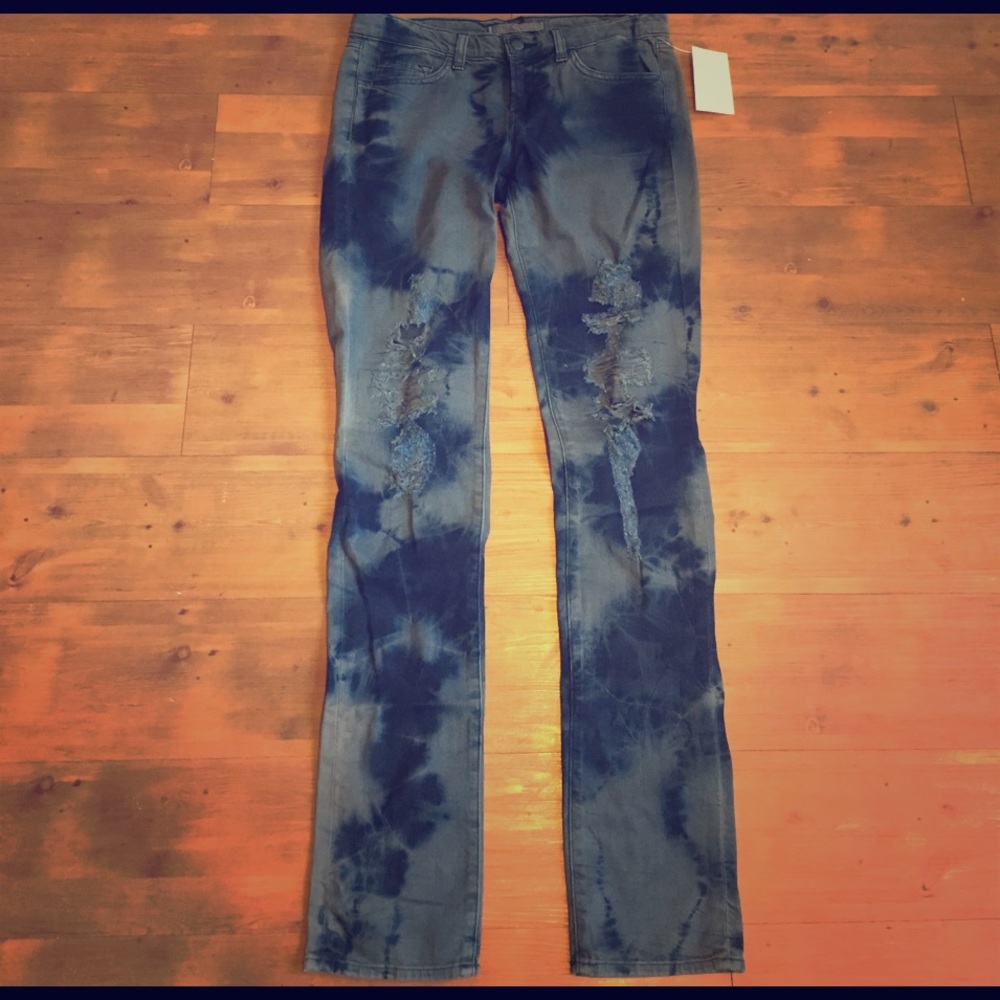 J Brand distressed tie-dye skinny jeans