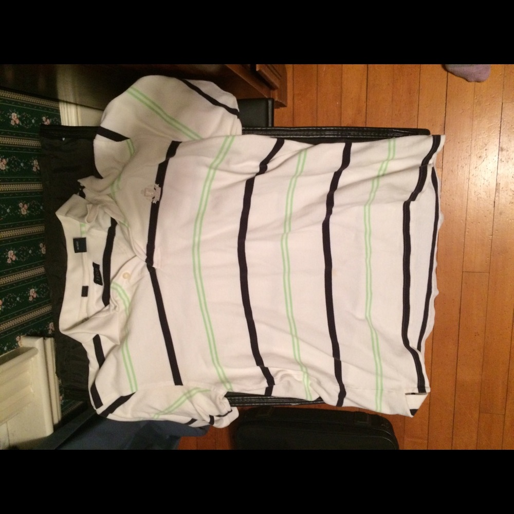 Izod white and green striped polo men sized medium