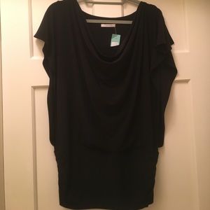 41 Hawthorne Drape Front Flutter Sleeve Knit Top