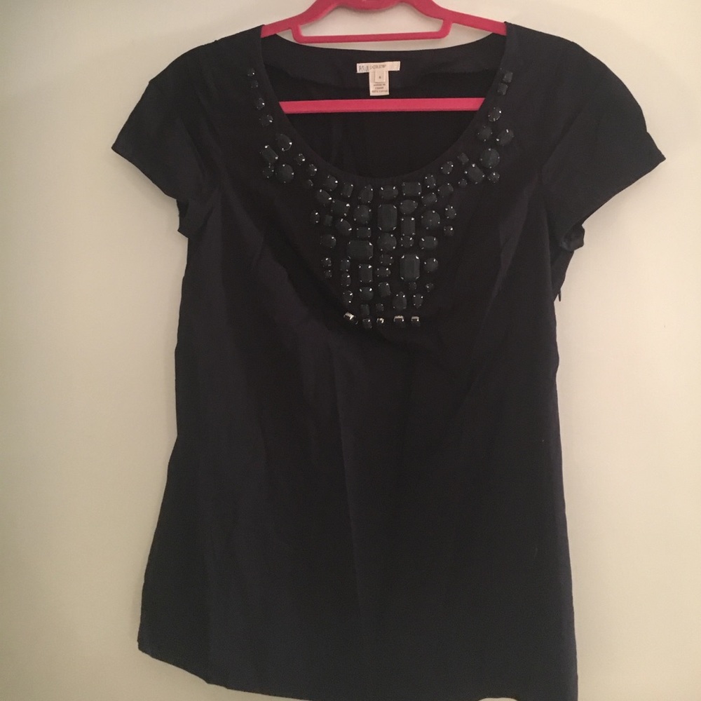 J Crew Elegant Navy Beaded Top
