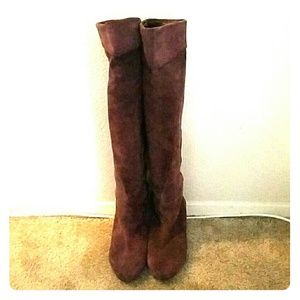 Dark purple suede Diesel OTK boots