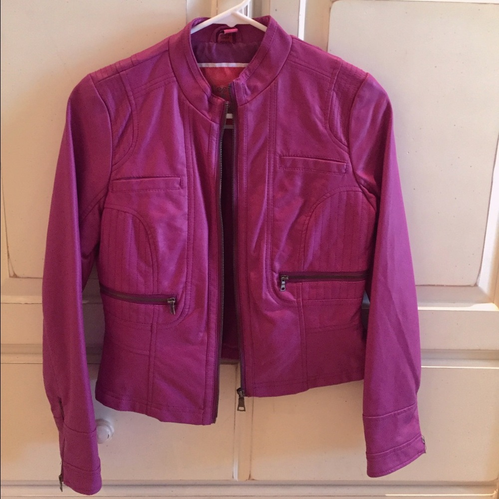 Magenta leather jacket (worn once)
