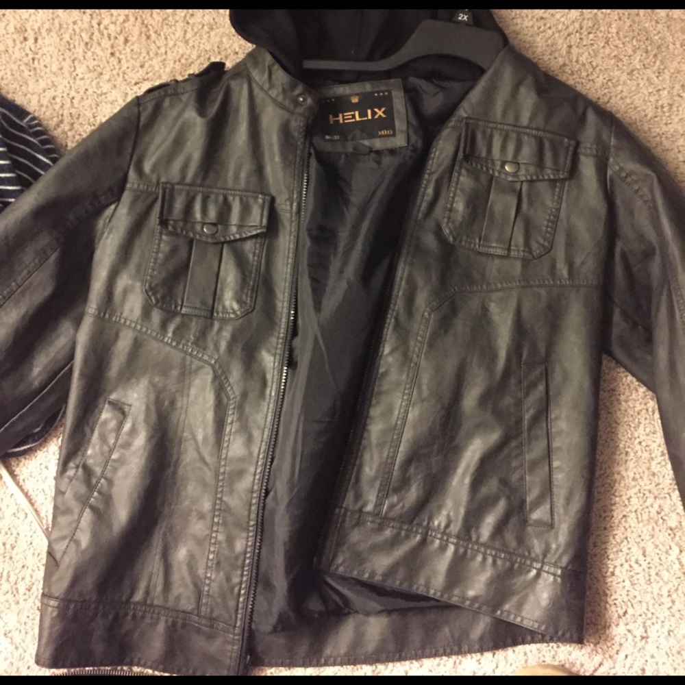 Helix leather hoodie