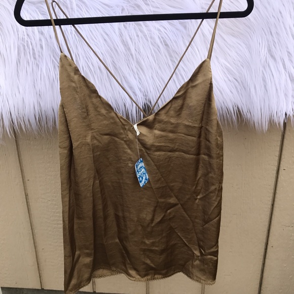 FREE PEOPLE OLIVE SILKY  SHIRT BLOUSE MANY SIZES - Picture 2 of 2