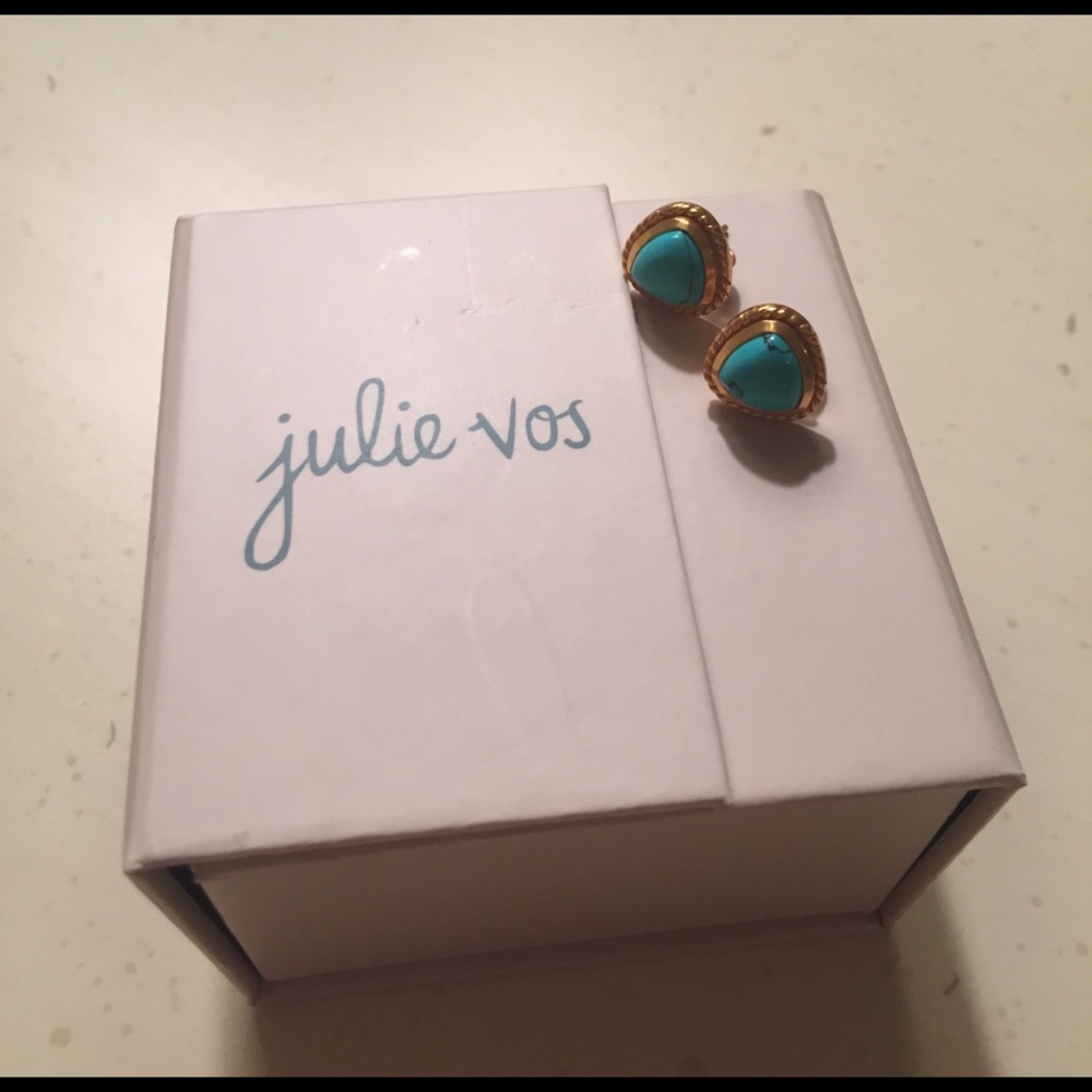 Julie Vos Turquoise and Gold Earrings
