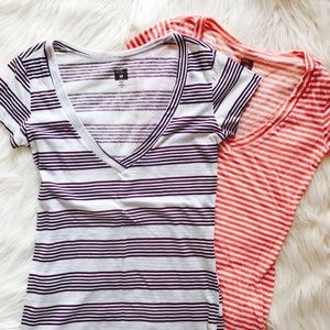 [Urban Outfitters] Striped V Neck Tee Bundle