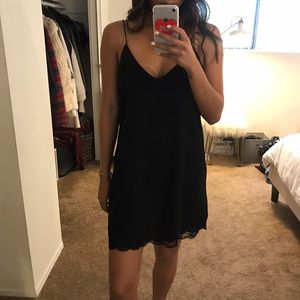 Black Slip Dress w/ Lace Detail