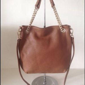 Michael Kors Gold Chain Tan Leather messenger bag
