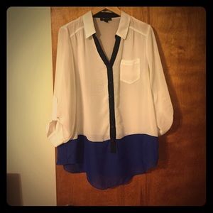 Sheer color block blouse