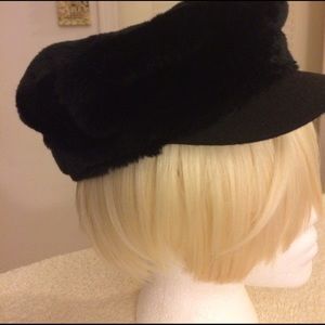 Faux fur newsboys cap