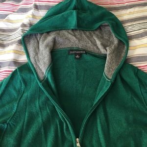 Green/Gray Hooded Zip Up Sweater