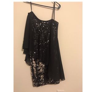 Silver and black prom dress