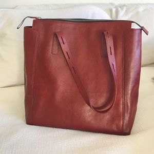 Zara Burgundy Leather Tote Bag