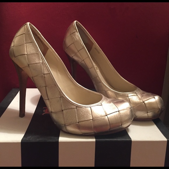 L.A.M.B Daly II Gold Platform Pumps - Picture 2 of 4