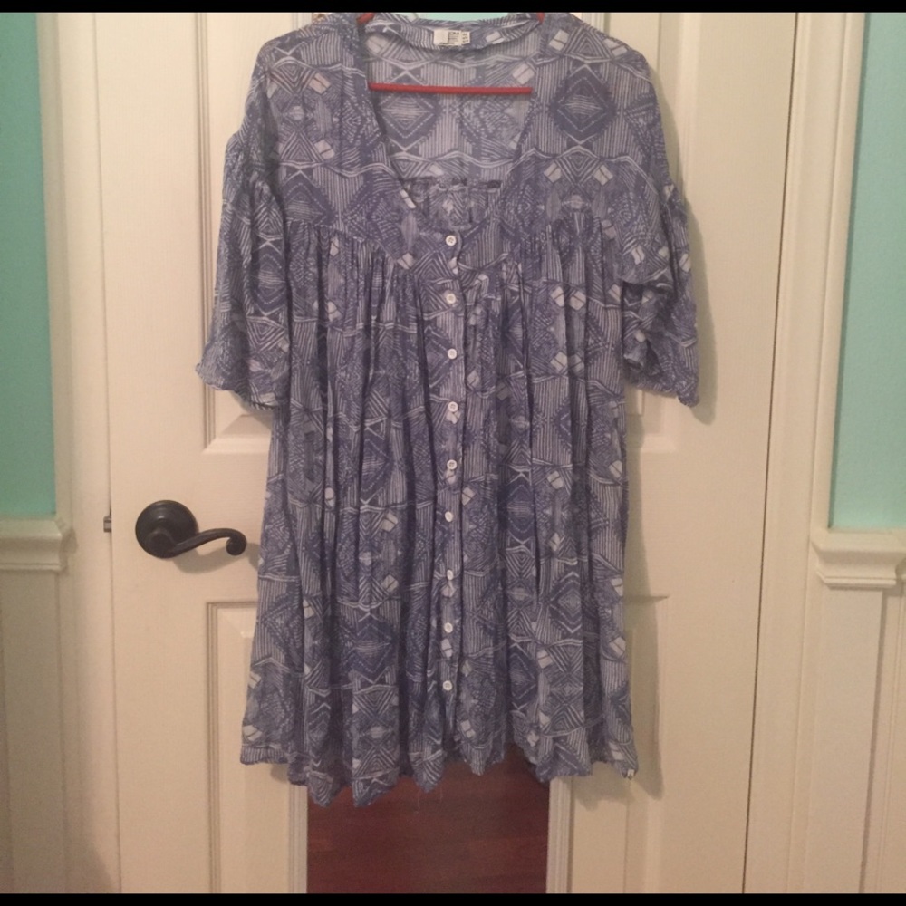 BLUE TRIBAL PRINT DRESS