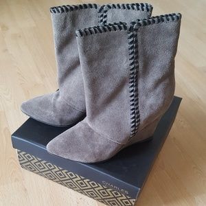 Charles by Charles David gray suede wedge booties