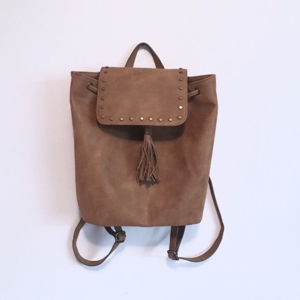 Last Day!! Tan Leather Backpack Bucket Bag