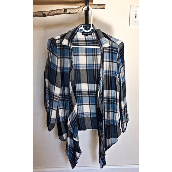 About A Girl Tops - Sky Plaid Cardigan