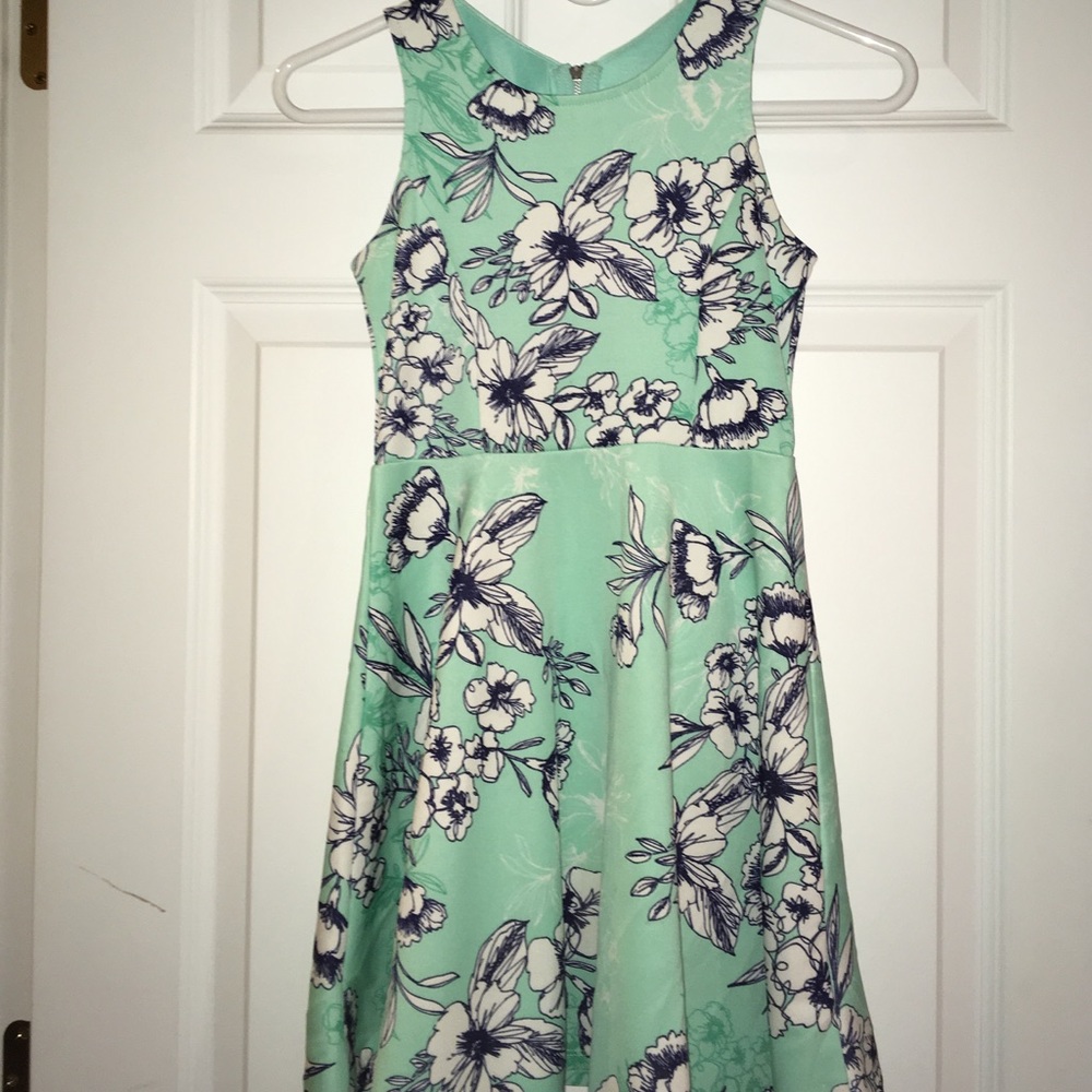 mint green and white dress