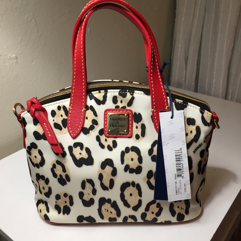 Dooney & Bourke Nylon Ruby Leopard Satchel/Xbody - Picture 1 of 3