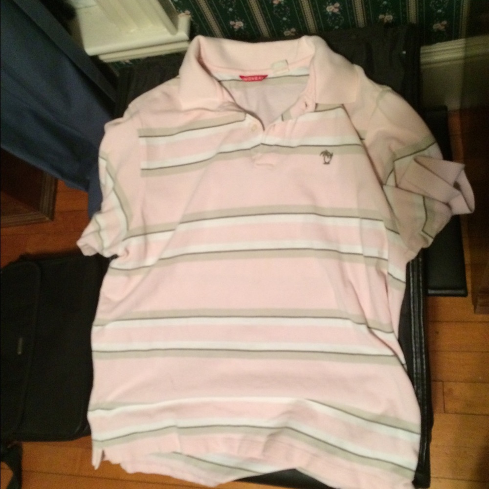 Pink and grey stripped polo