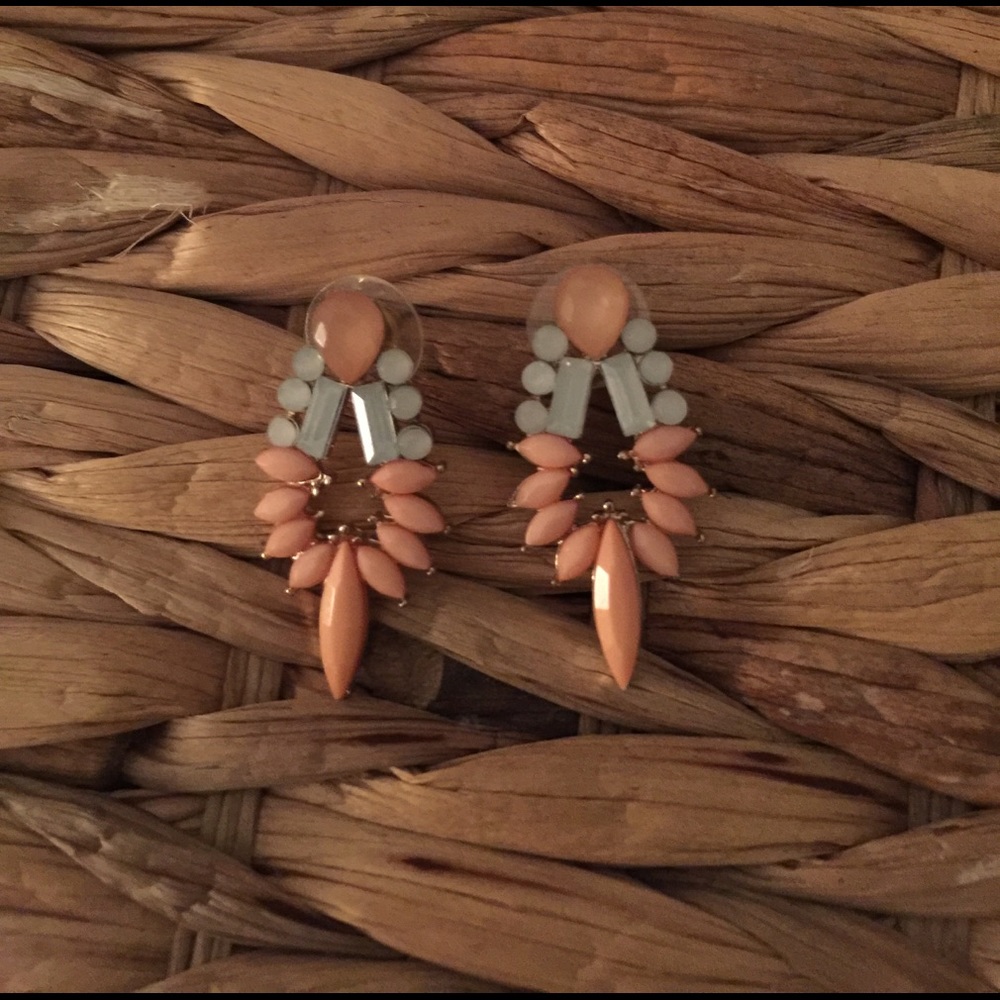 Baby pink and blue clustered jewels stud earrings