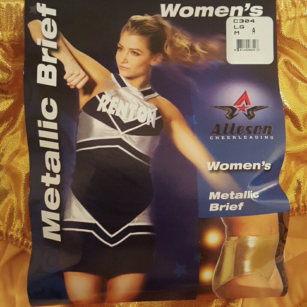 Alleson Metallic Cheerleading Brief, Lt Gold NWT - Picture 2 of 3