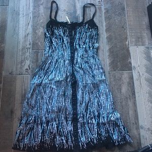 Free People black and blue clip dress