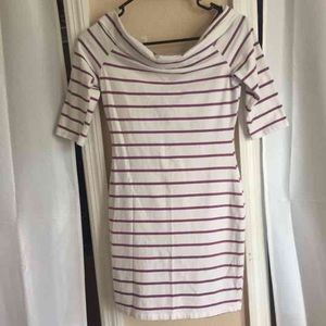 Purple Striped Boatneck Bodycon Dress (M)