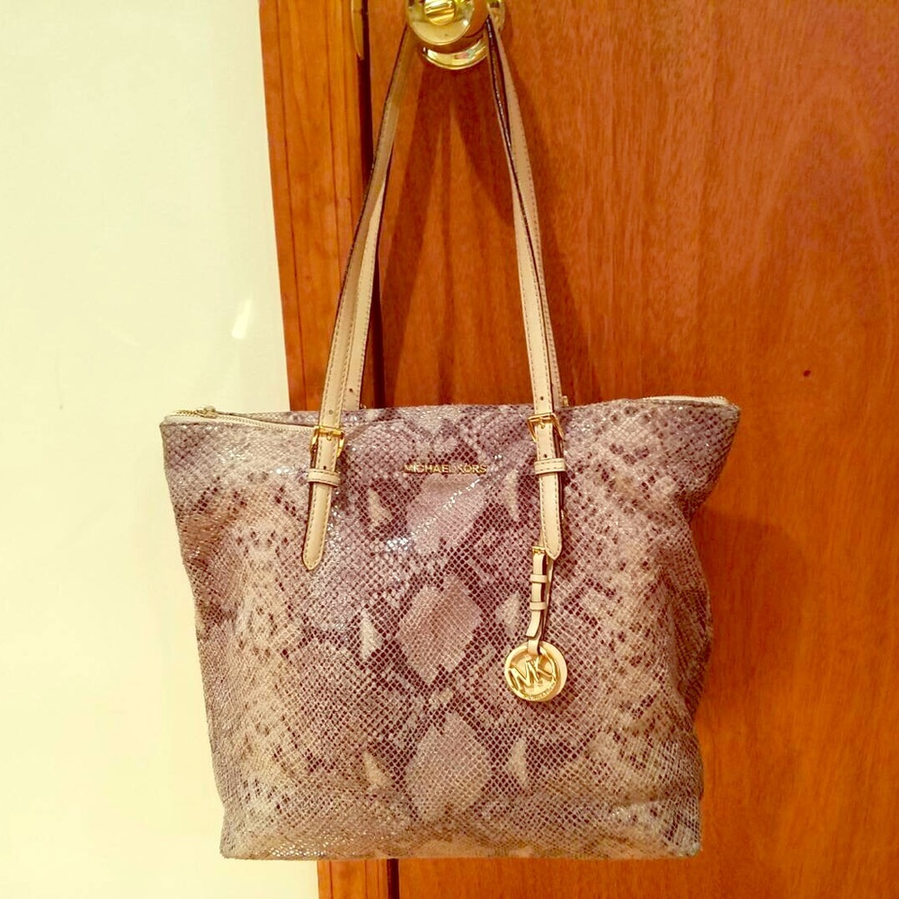 Michael Kors snake leather tote bag