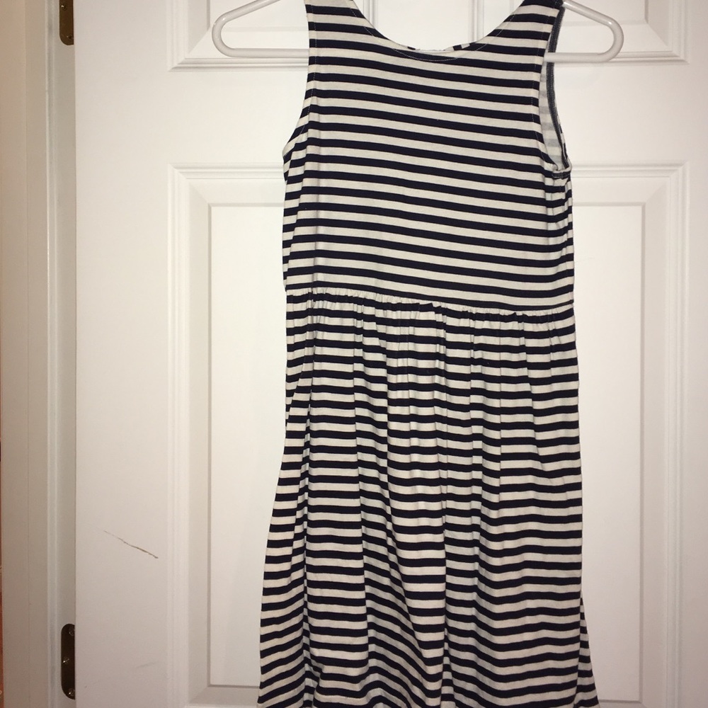 navy and white striped dress.