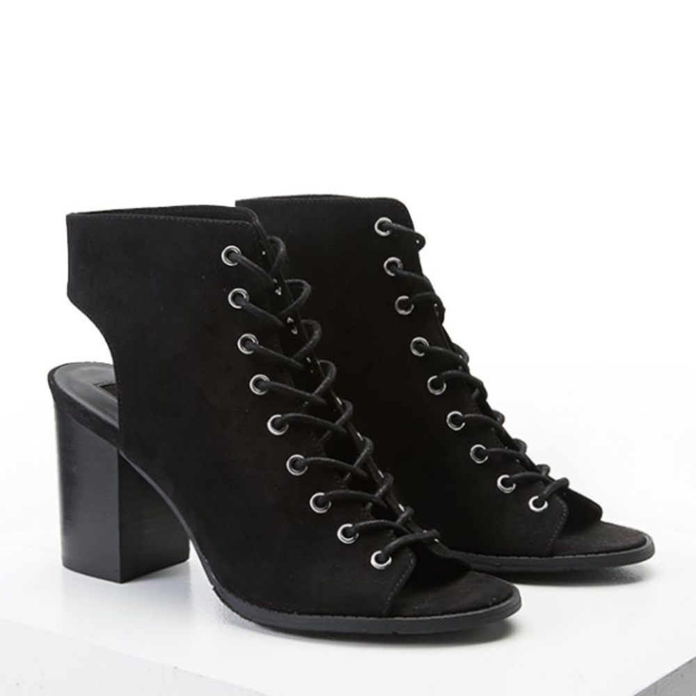 Forever 21 Lace-Up Cutout Ankle Boots