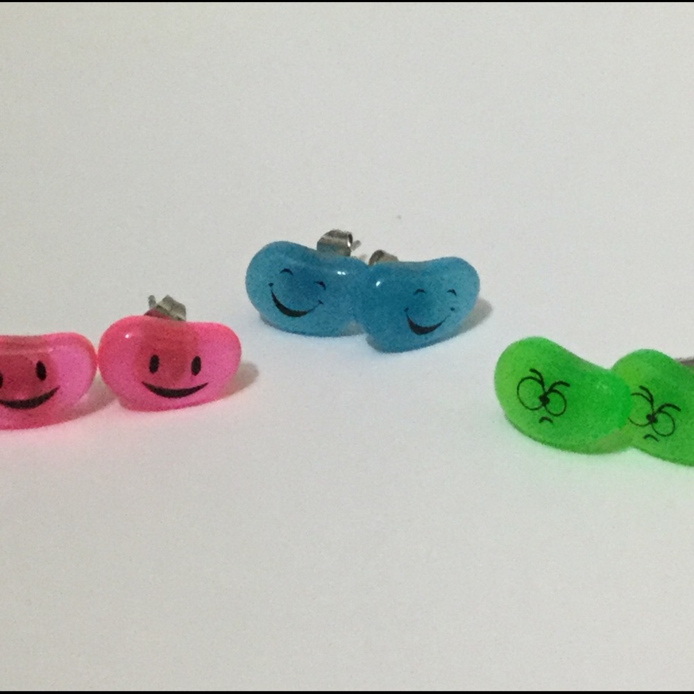Set of 5 jelly bean emotion earrings