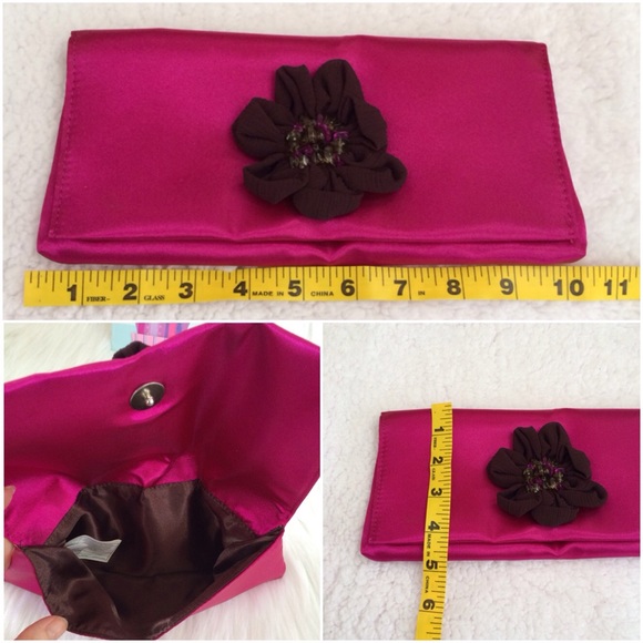 🌷BOGO 1/2 OFF🌷Fuscia Handbag with Brown Flower - Picture 4 of 4