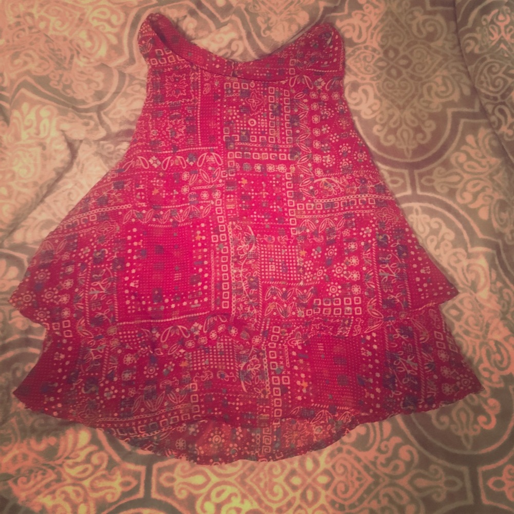 Red flowy layered top